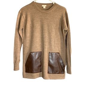 J. Crew lightweight sweater with faux leather pockets XXS
